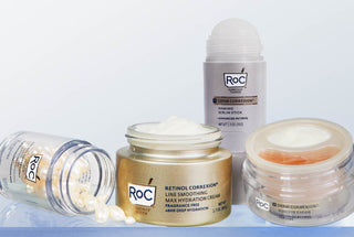 RoC Best Sellers: DERM CORREXION® FIRMING SERUM STICK, RETINOL CORREXION® LINE SMOOTHING NIGHT SERUM CAPSULES, DERM CORREXION®️ DUAL EYE CREAM, and  RETINOL CORREXION® LINE SMOOTHING MAX HYDRATION CREAM