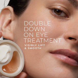 model holding derm correxion dual eye cream
double down on the eye treatment visibly lift & smooth