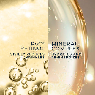 stylized photo ingredients
roc retinol visibly reduces wrinkles
mineral complex hydrates and re-energizes