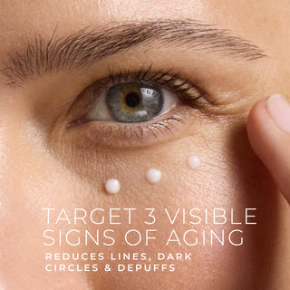 Target 3 visible signs of aging reduces lines, dark circles & depuffs